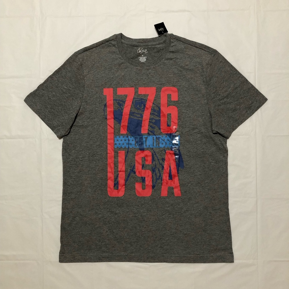 NWT City Streets Men’s Short Sleeve 1776 USA Patriotic Gray Graphic T-Shirt M